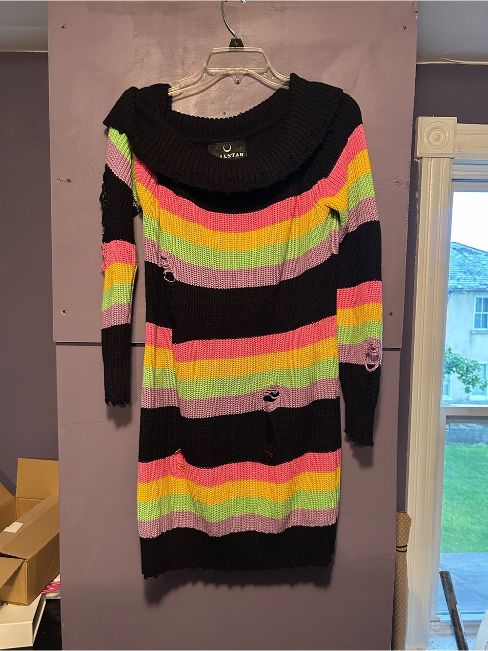 Killstar rainbow striped sweater dress